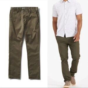 VUORI Collins Twill Chino Pants Sz 30 Olive Green Travel Commute